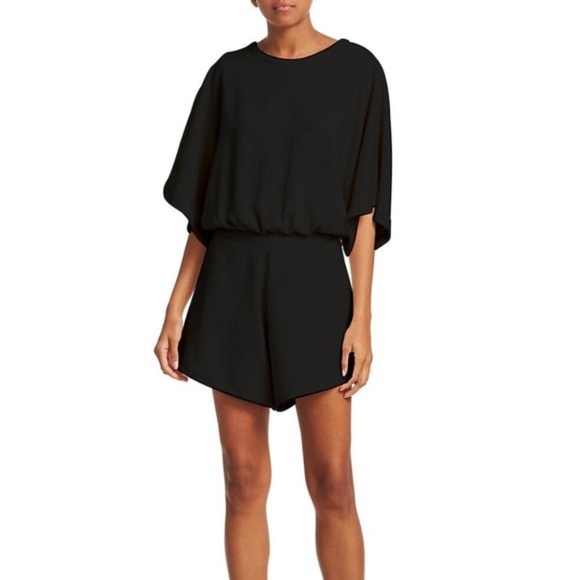 IRO Black Bamboo Dolman Sleeve Draped Blouson Shorts Romper 34 S